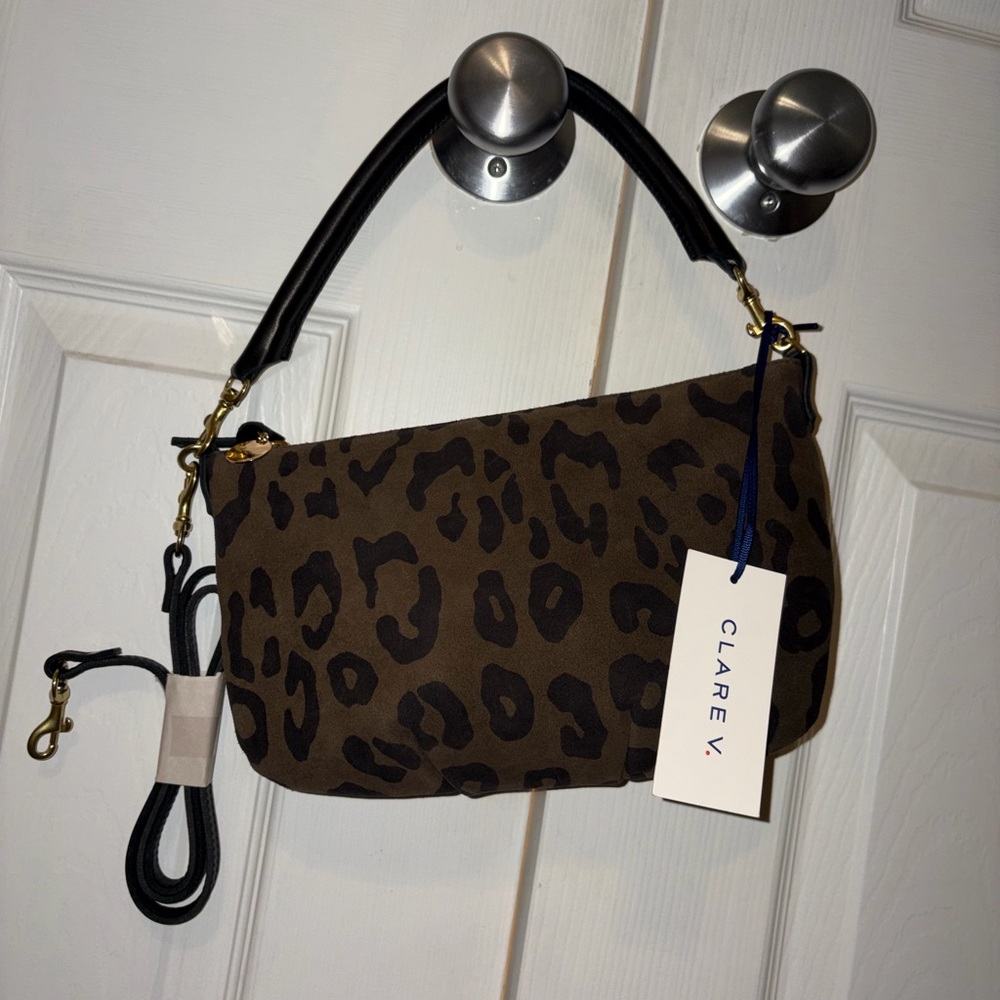 Clare V Petite Moyen Messenger Pablo Cat Suede in Cocoa Bag